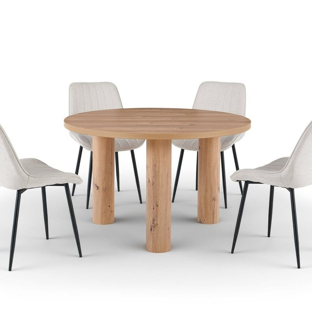 Table ronde effet bois 120 cm — Lorina