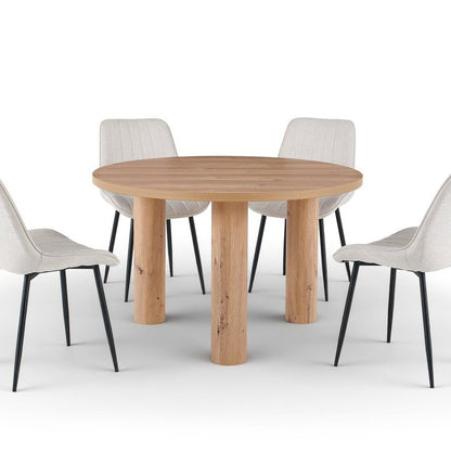 Table ronde effet bois 120 cm — Lorina